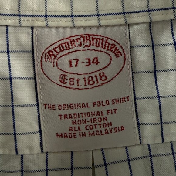 Brooks Brothers 17 34 Traditional Non-Iron Check All Cotton Button-Down Blue - Picture 8 of 11